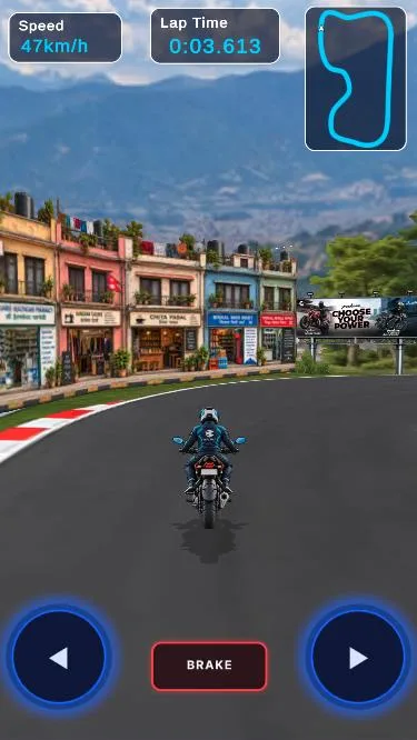 Racing a Bajaj Pulsar past Kathmandu shopfronts and a Choose Your Power billboard