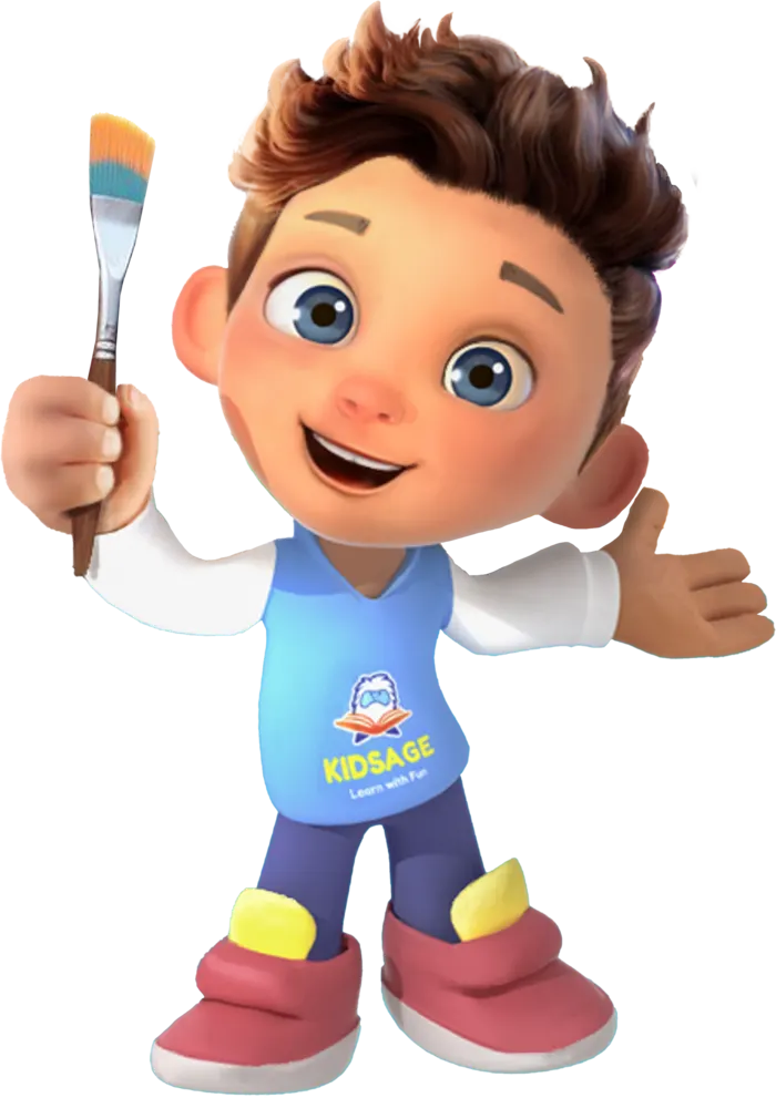 Kidsage character: a boy holding a paintbrush